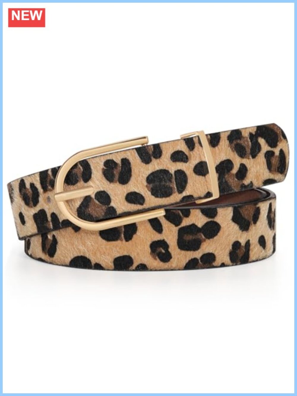Women Faux Leather Chic Belt with Gold Curved Pin Buckle
